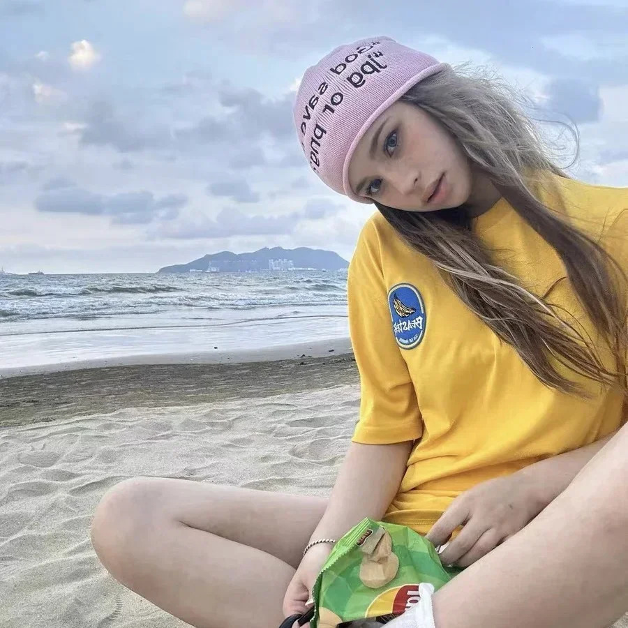 Spring and Autumn Fashion Letter Embroidery Knitted Beanies Hats for Women Korean Street Hip Hop Dome Pullover Stacking Cap 250730