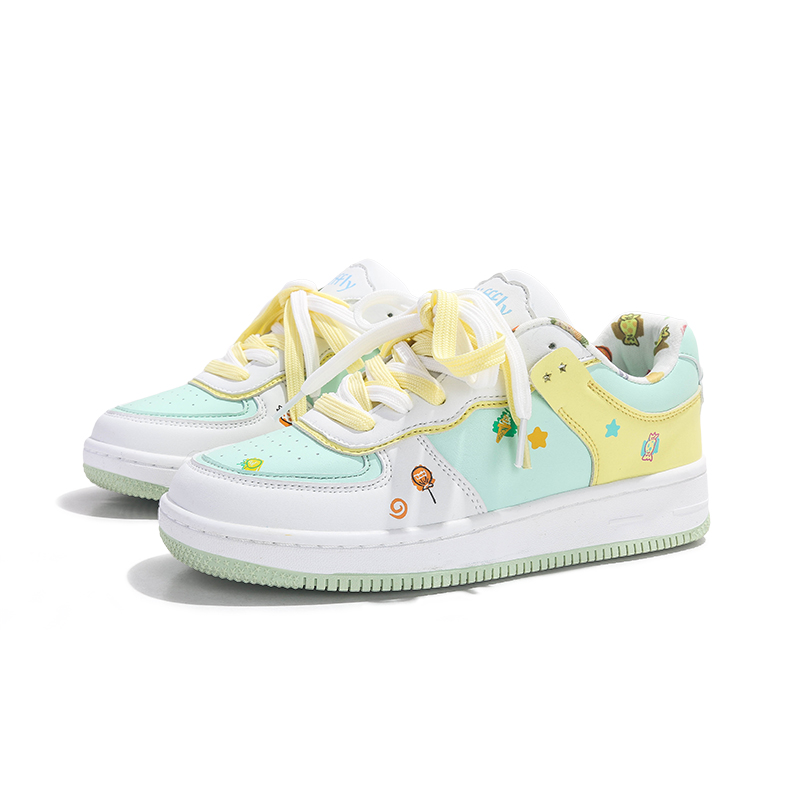 Jifffly 2025 New White Skateboard Shoes for Girls Students Thick-Sole Versatile Lightweight Wear-resistant Non-slip Ideal for Daily Casual Life