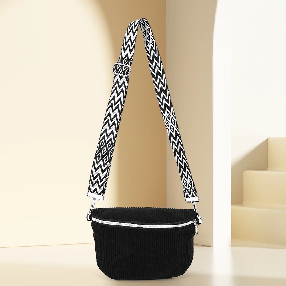 Crossbody Bag for Men Women with Adjustable Wide Strap Bum Bag Corduroy Solid Chest Bag Zipper Fanny Pack for Travel Workout 250731