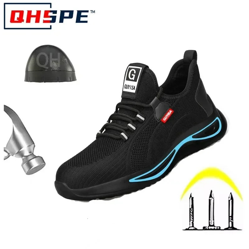 Mens Breathable Work Safety Shoes Anti-Smash Anti-Puncture Boots Steel Toe Soft Sole Sneakers Lightweight All Seasons Sneakers 250731