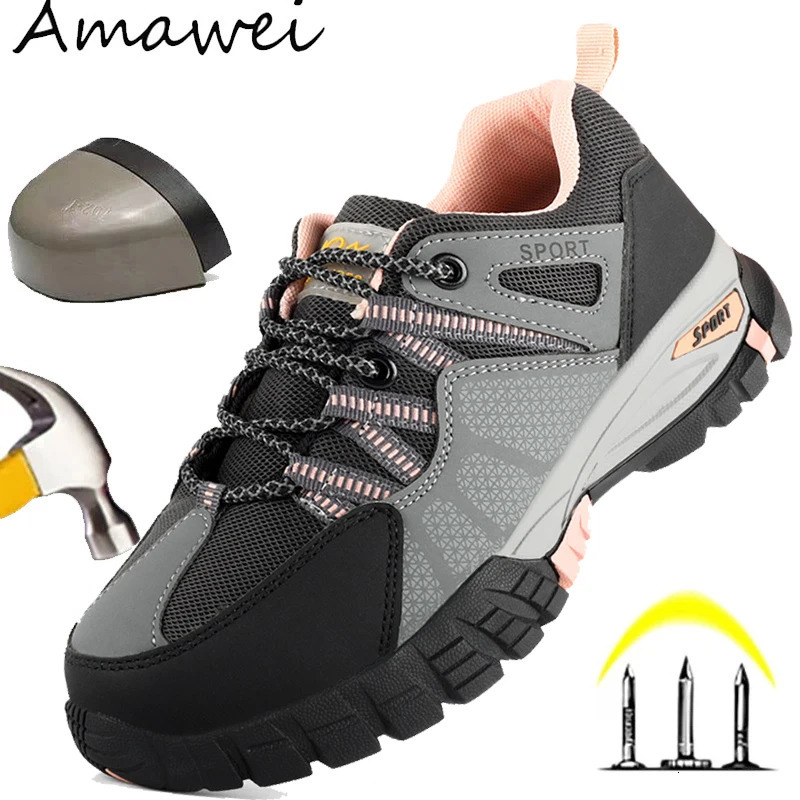 Womens Indestructible Steel Toe Safety Shoes Anti-Punctur Work Boots Summer Breathable Low Cut Anti-Slip Safety Shoes Breathable 250731