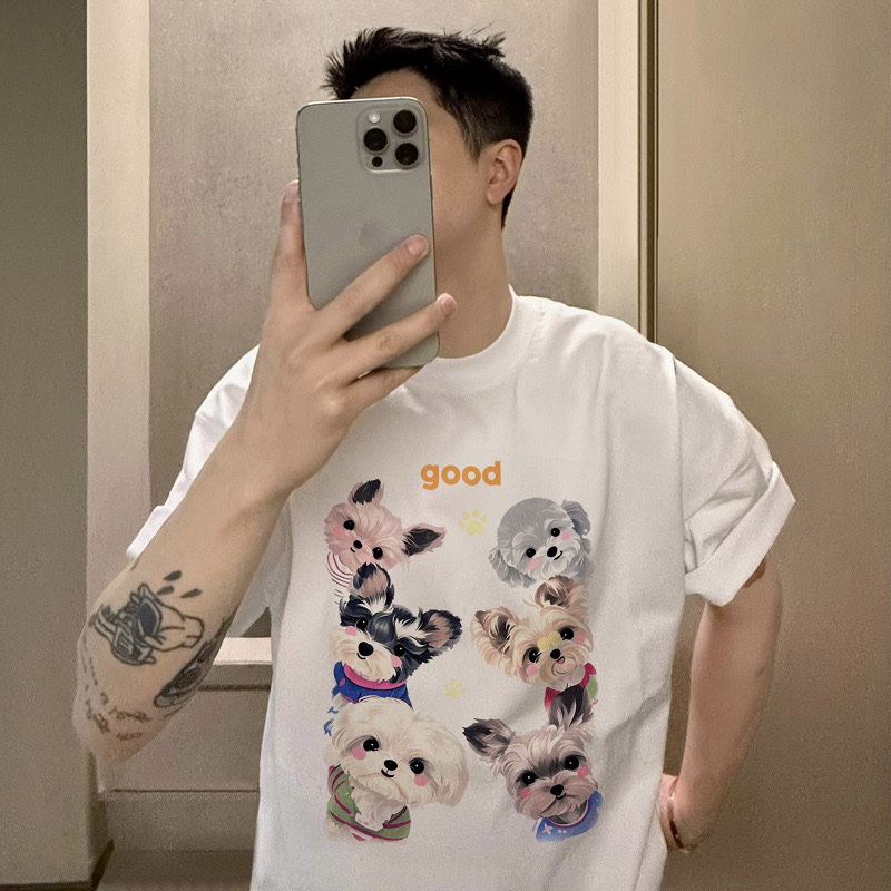 DREW HOUSE New Men's Clothing Cartoon Dog logo T shirt men's and women's printed loose short sleeve T-shirt
