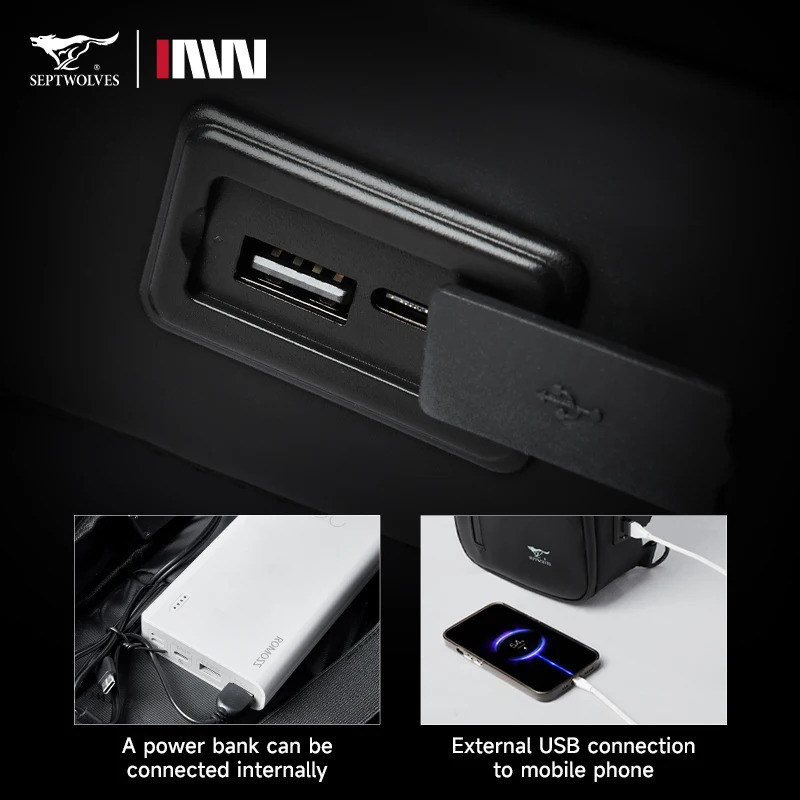 Septwolves Fashion Thin Men Leather Travel Sling Bag Leisure Sport One Shoulder Backpack Business PVC Crossbody Shoulder Bag 250731