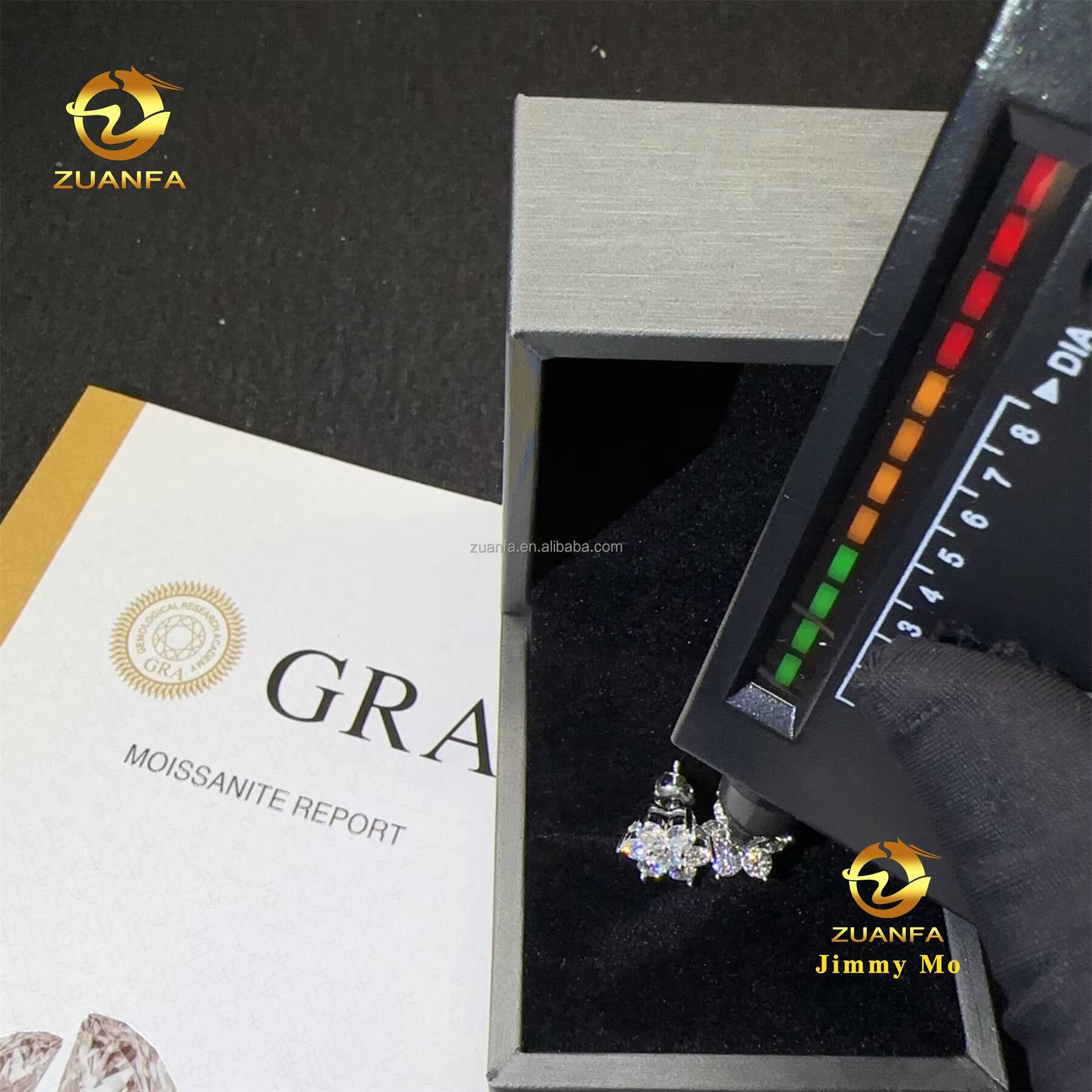 Fire Jewelry Drop Shipping Iced Out Hip Hop 925 Sterling Silver VVS1 Moissanite Diamond Stud Earrings Cluster Flower Earrings