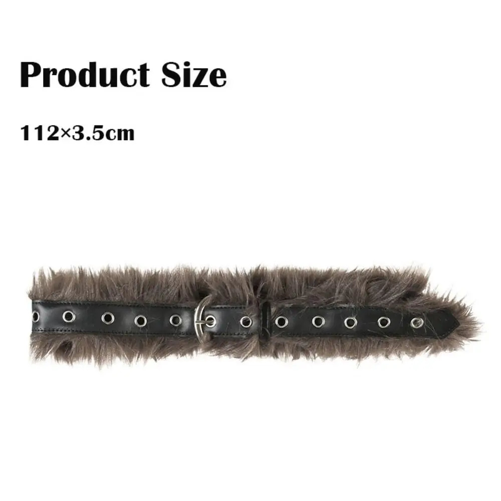 Fashion Faux Fur Punk Belt Trendy Pin Buckle Waistband Casual Versatile Plush Belt 250814
