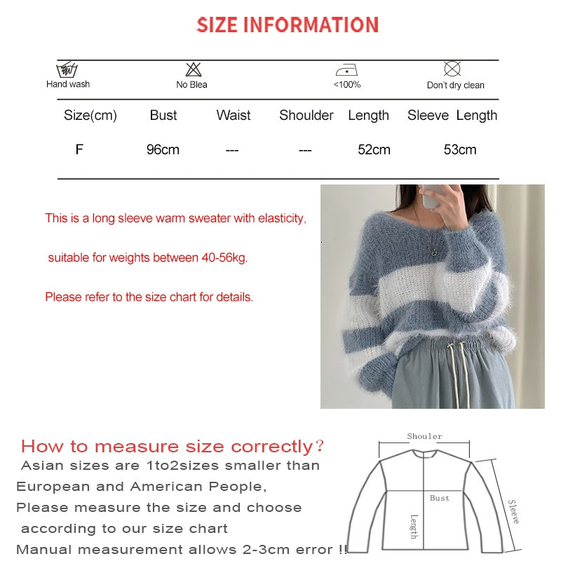 HELIAR Women Striped Patchwork Sweater ONeck Long Sleeve Mohair Elegant Pullovers Warm Loose Jumpers Autumn Winter 250731