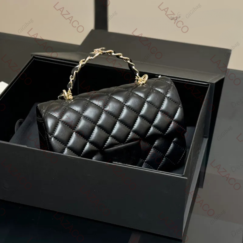 Mini Handbag Luxury Burgundy Bags Quilted Sliver Handle Designer Shoulder Bag Flap Bag Metal Hardware Chain Wallet Medium 20cm