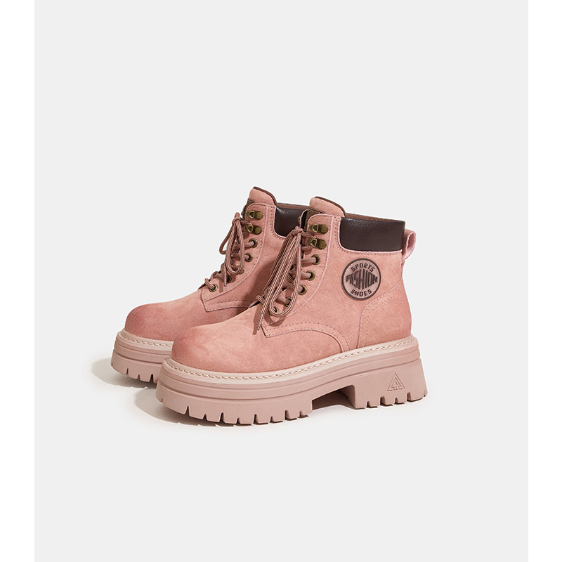 New Free Shipping designer boots for womens boots PINK green brown New Fashionable Internally raised leather thick soled Martin boots