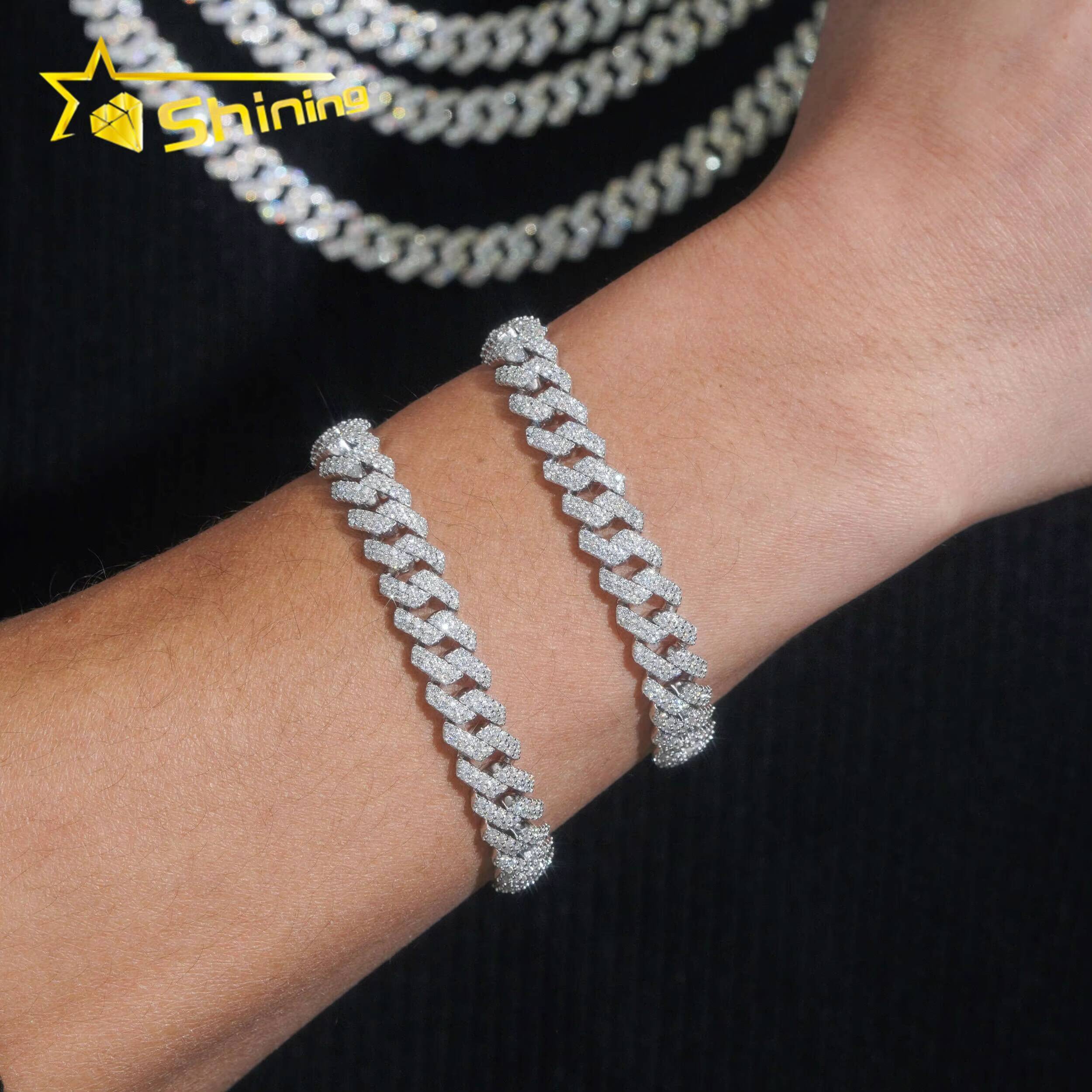 Local Stock Fast Shipping 10mm 925 Silver Iced Out Hip Hop GRA Certificate Moissanite Cuban Link Chain