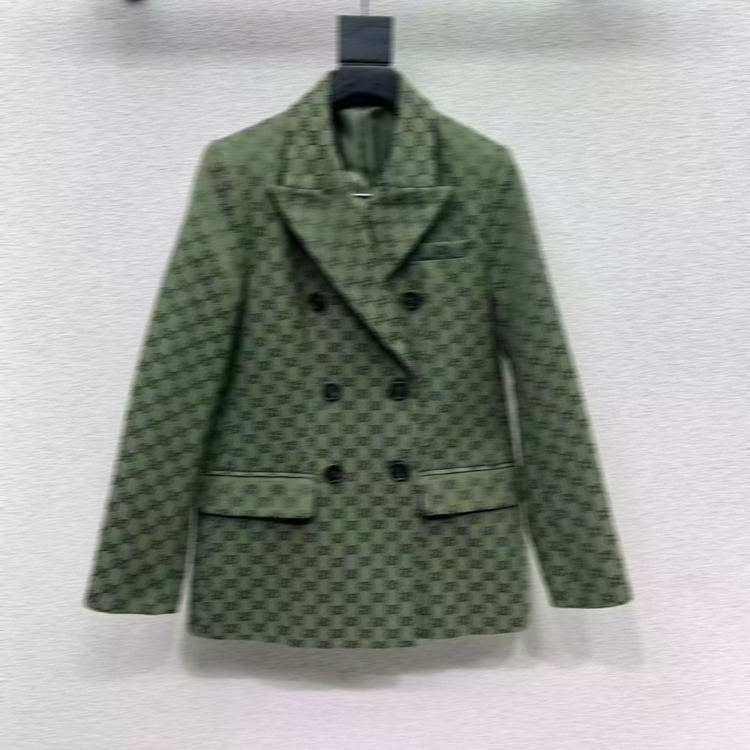 25SS new luxury brand fashionable women's designer high-end clothing rhinestone suit jacket full letter women's high-quality printed series