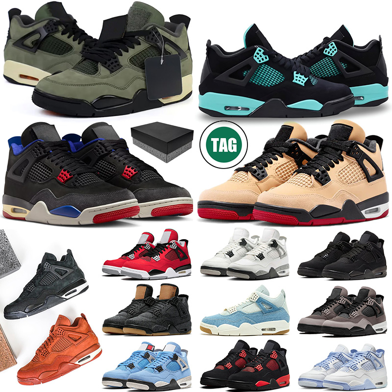 Casual Shoes with box rare undefeated 4 basketball shoes designer men women 4s black cat cave stone white cement brick by brick denim mens trainers outdoor sports snea