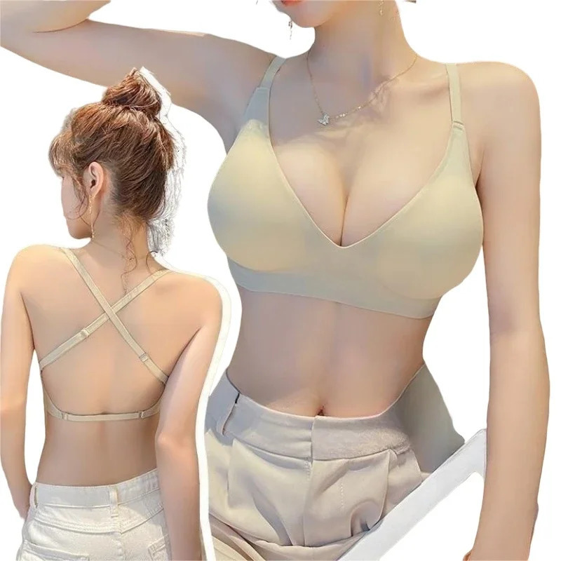 Backless Seamless Bras For Women Summer Bra Soft Nonwire Underwear Wireless Bralette Brassiere Deep V Sexy Lingerie Girls 250724