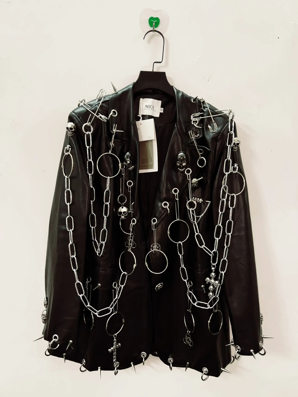 Leather vintage Jacket Skull y2k fashion gothic clothes Punk harajuku 250731