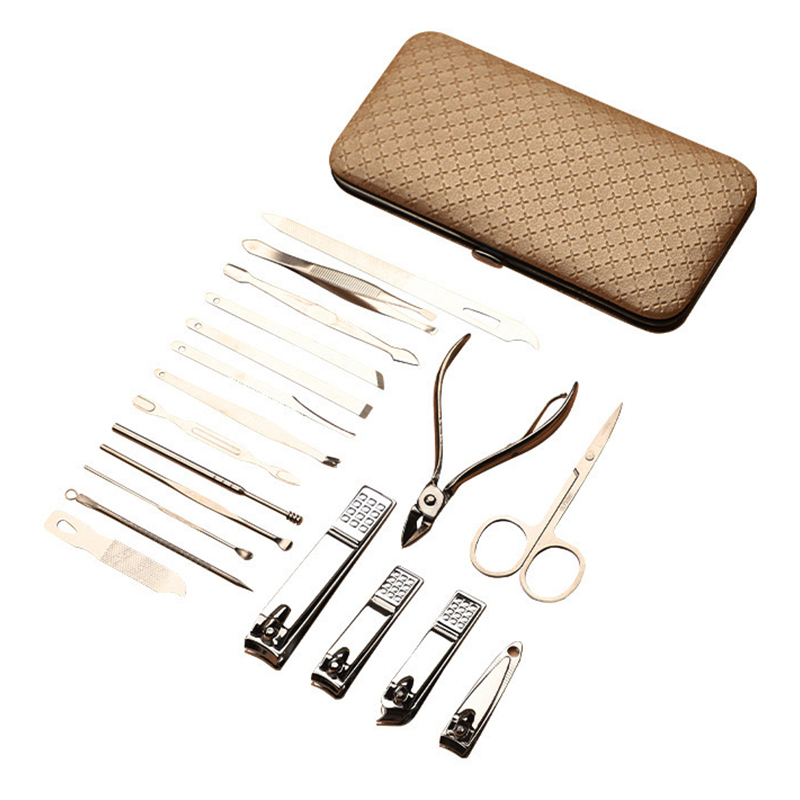 High End Stainless Steel Nails Fixing Tools with Cutting Edge & Premium Leather Case (Set of 19)