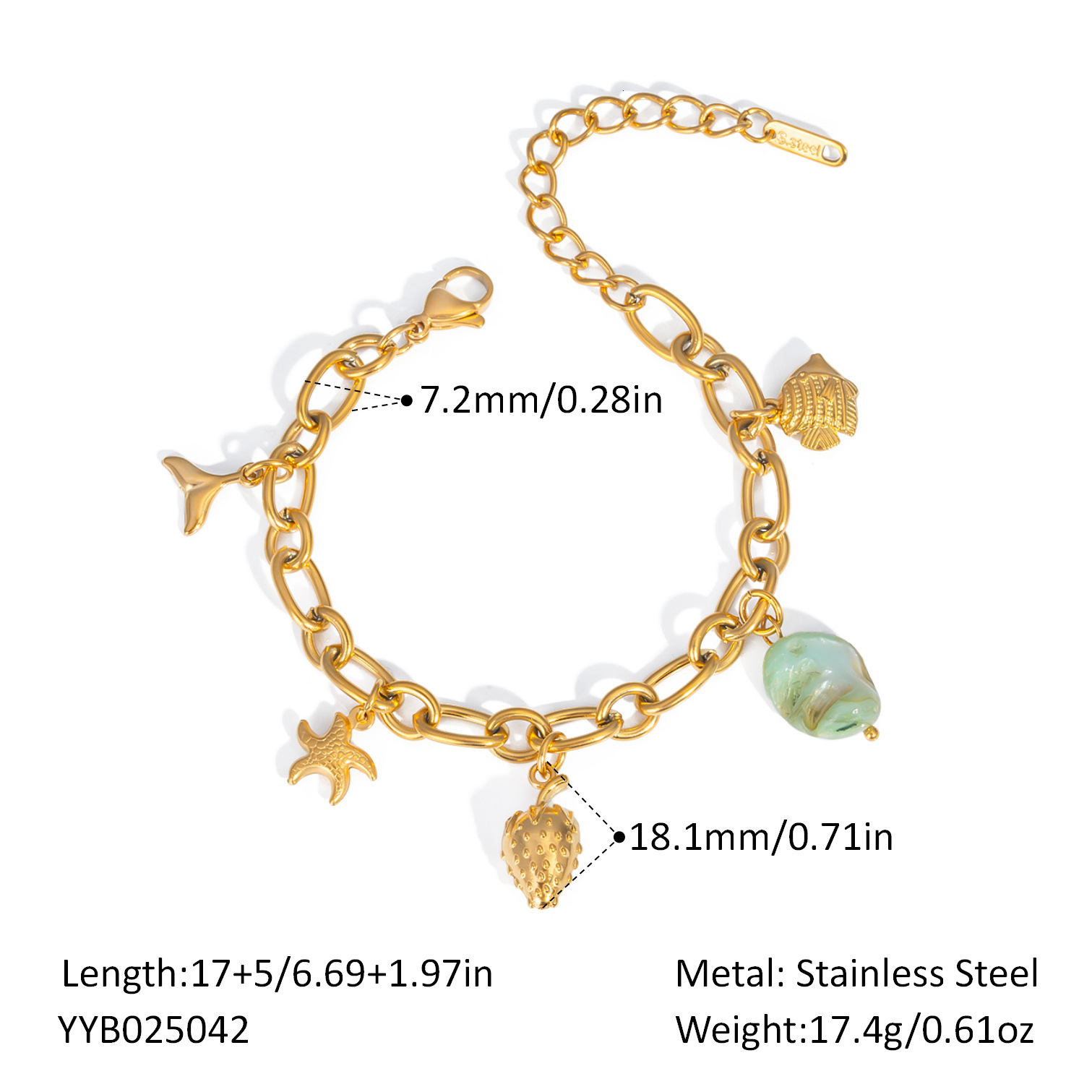 Summer New Ocean Bracelet Fashion Versatile Beach Vacation Style Personality Design Stainless Steel Jewelry for Women