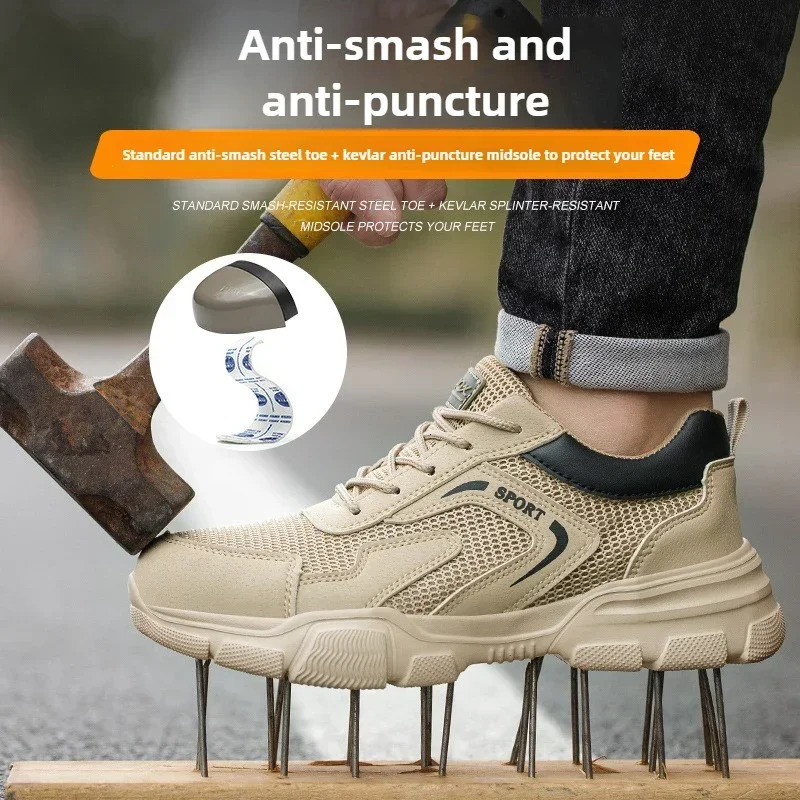 Breathable Mens Safety Shoes Summer Work Sneakers Puncture Proof Composite Toe Insulating Protective Work Shoes 250731