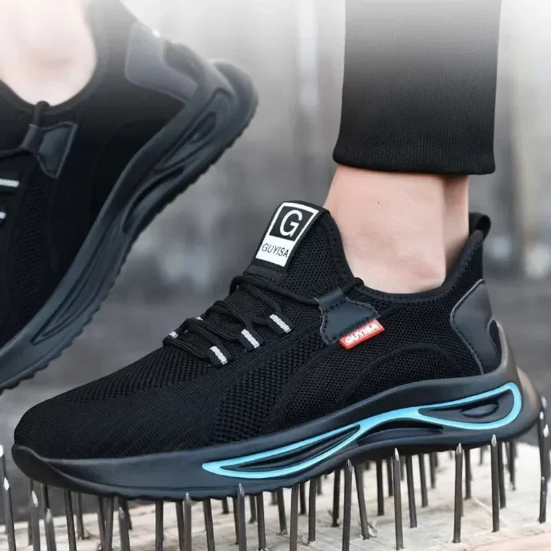 Mens Breathable Work Safety Shoes Anti-Smash Anti-Puncture Boots Steel Toe Soft Sole Sneakers Lightweight All Seasons Sneakers 250731