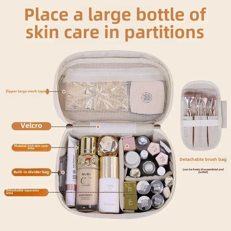 Portable Makeup Brush Organizer Foldable Multi-Pocket Cosmetic Bag for Women Perfect for Travel Daily Use Bathroom Storage 250731