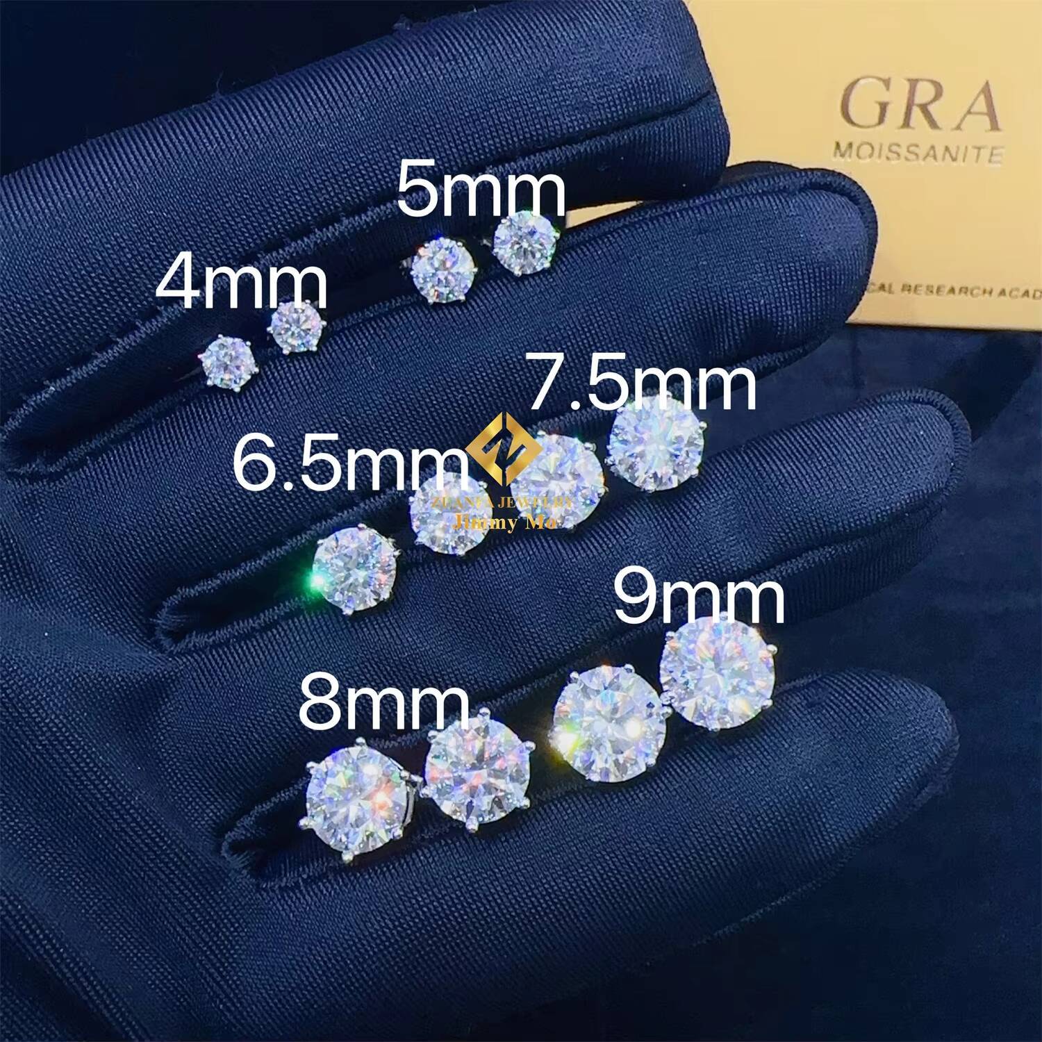Pass Diamond Tester Hip Hop Jewelry GRA Certificates 925 Silver D Color VVS1 Moissanite Hip Hop 6 Prongs Stud Earring