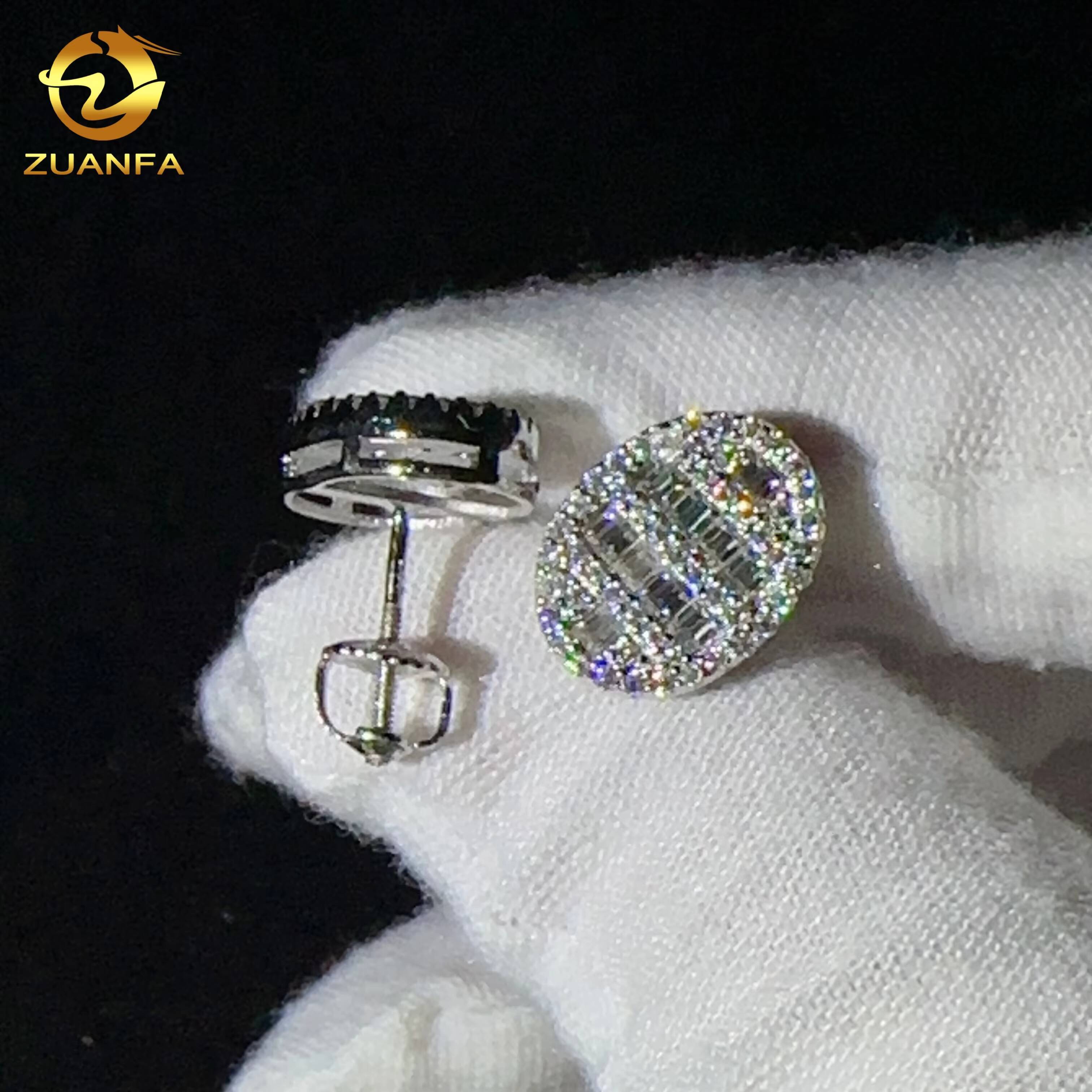 High Quality 925 Sterling Silver Fine Jewelry Earrings Luxury Shiny Men Vvs Moissanite Hip Hop Jewelry Diamond Earrings