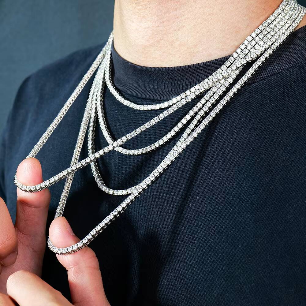 Limited-time Offer Custom Men Women 925 Silver Hip Hop Jewelry Mossanite Diamond Necklace 3mm Iced Out Tennis Chains Moissanite