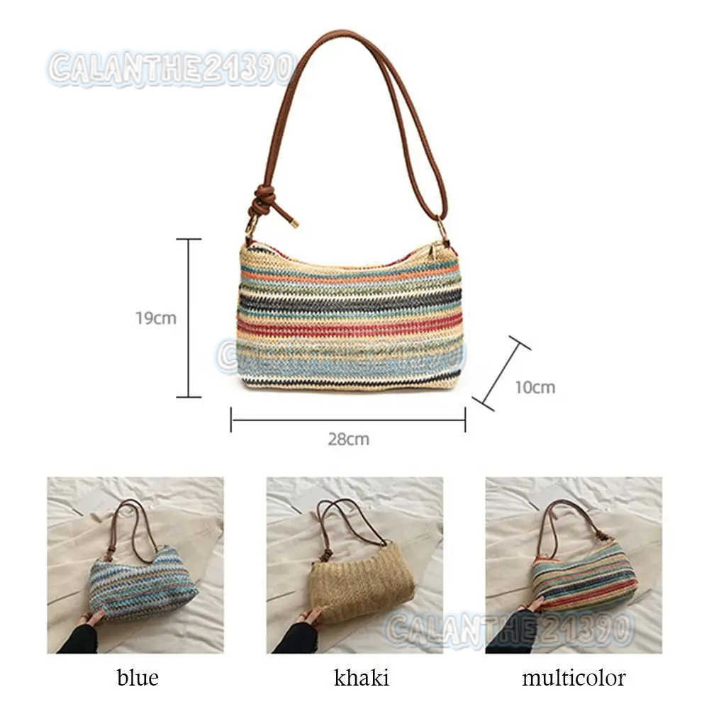 Fashion Women Summer Bohemian Straw Bag Woven Beach Crossbody Bag Shoulder Messenger Bag Girls Handbags Straw Bag Gifts H250801