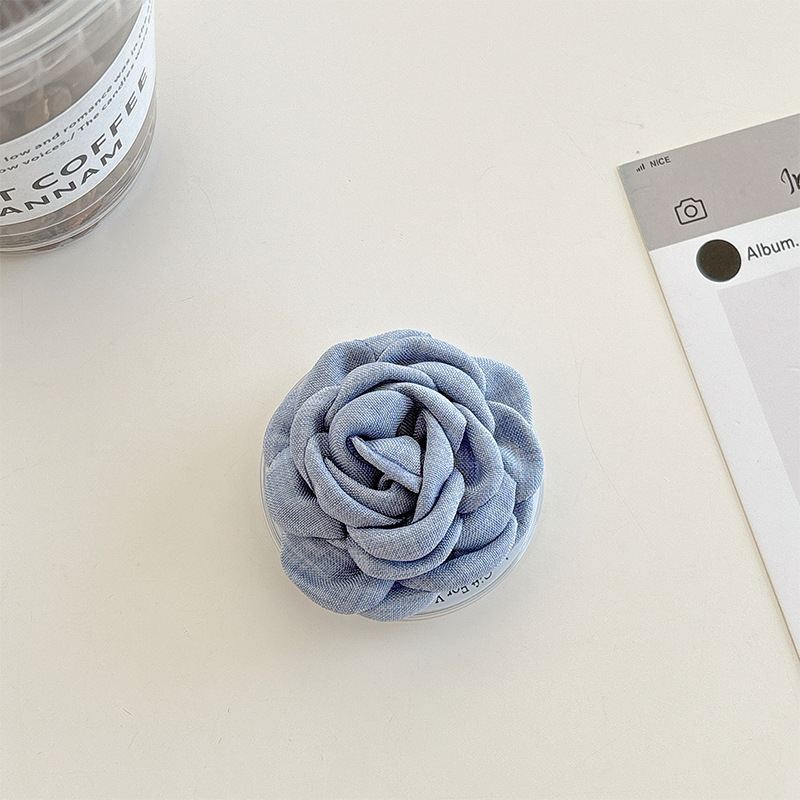 Magnetic Desktop Phone Stand with Cloth Camellia 3D Design - Portable Stable Holder for Watching Videos/Video Calls (Pink/Blue/Ivory/Brown)