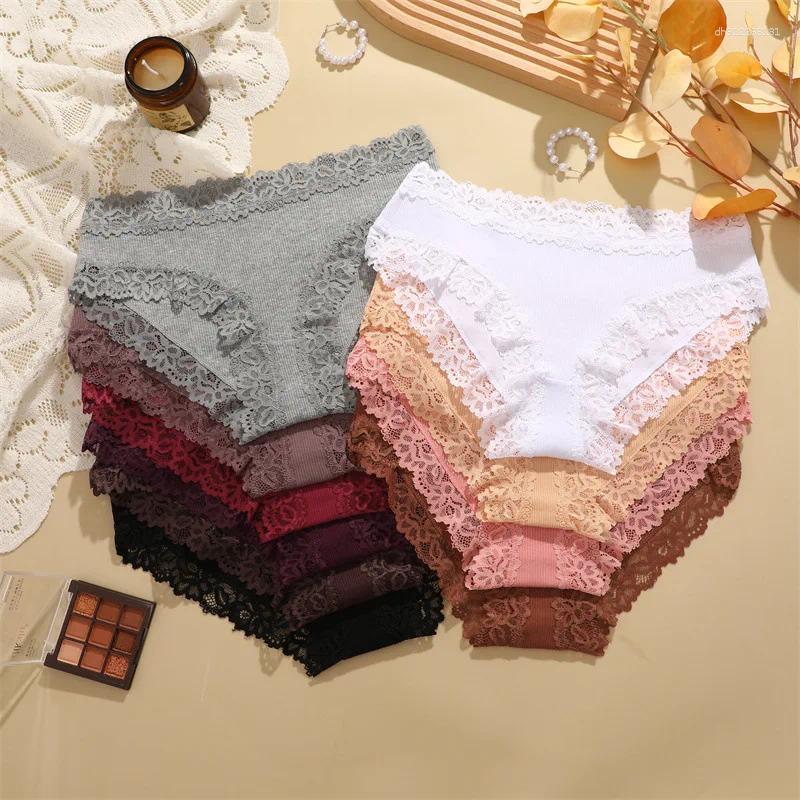 Women's Panties Sexy Cotton Lace Panty Women Low Waist Underwear S-XL Solid Color Ladies Briefs Lingere Underware Intimates Lingerie