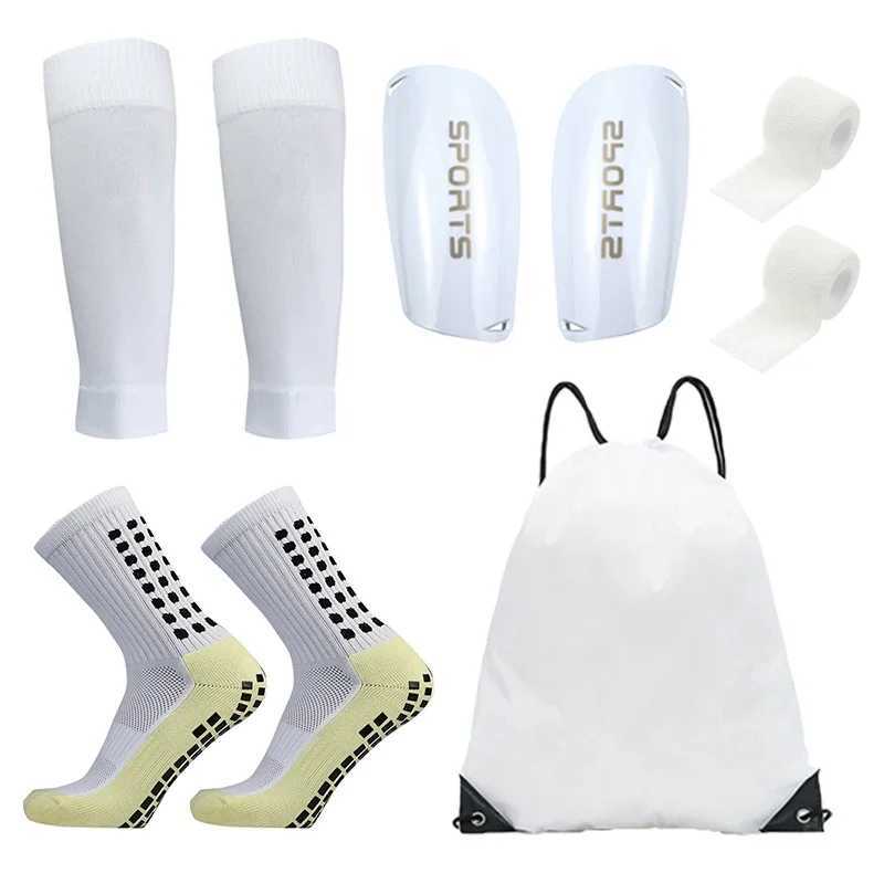 5PCS Set Teenagers Football Bag Soccer Socks Grip Men Sport Socks Soccer Leg Cover Shin Pads Soccer Training Shin Guards Soccer Training Shank Bo