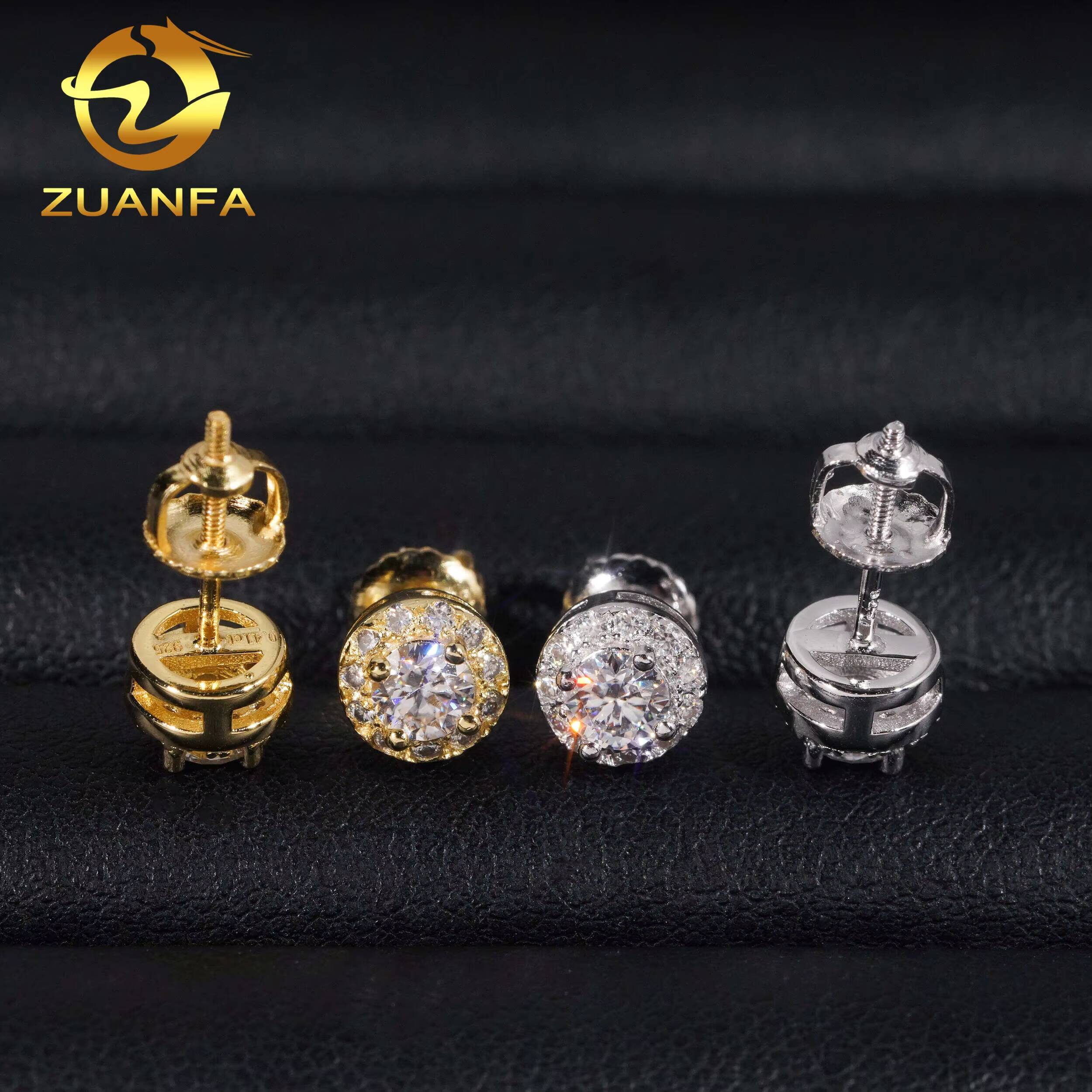 Hot Sale Ready to Ship Pass Diamond Tester Halo Design Screw Back Silver 925 VVS Moissanite Earrings