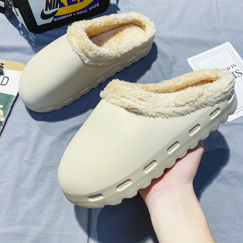 Lanjia- 2025 New Designer Winter Wool-Lined Men's Slippers, Large-Sized Thick-Soled For Women, Fashionable And Warm Indoor Family Cartoon Cotton 
