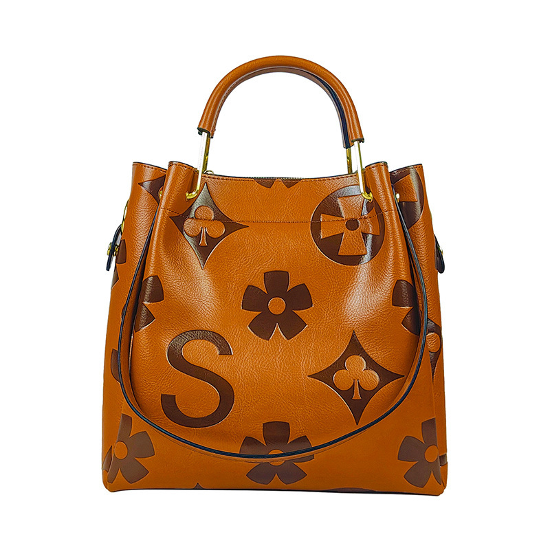 Fashion Geometric Embossed Women's Handbag Free Shipping Designer Luxury European And American Large Capacity Business Shoulder Bag High End Buck