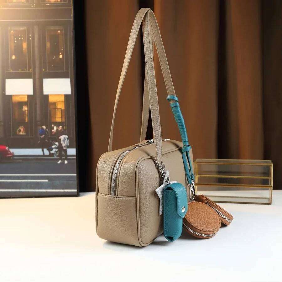 Change lipstick bag pendant fashion temperament Boston large capacity women's handbag simple atmosphere messenger