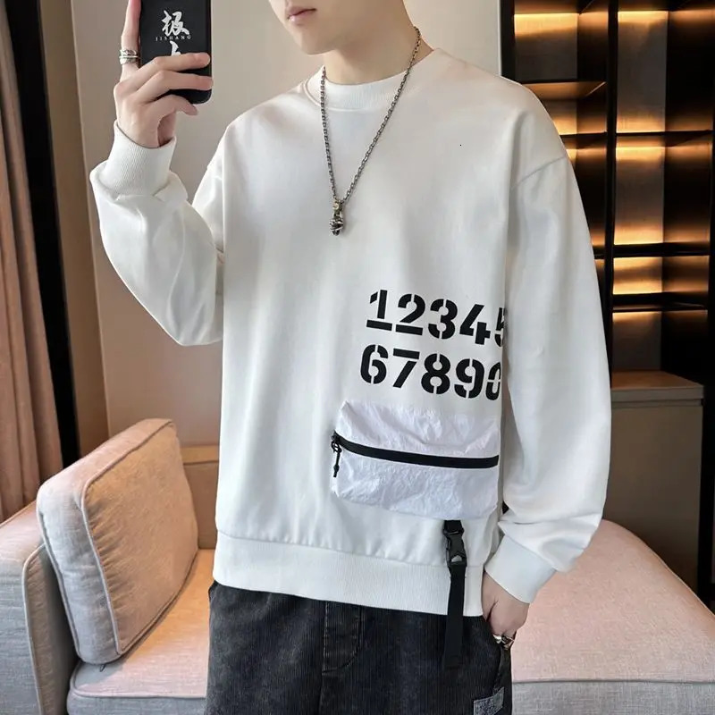 Spring Mens Loose Trendy Round Neck Sweatshirt 250729