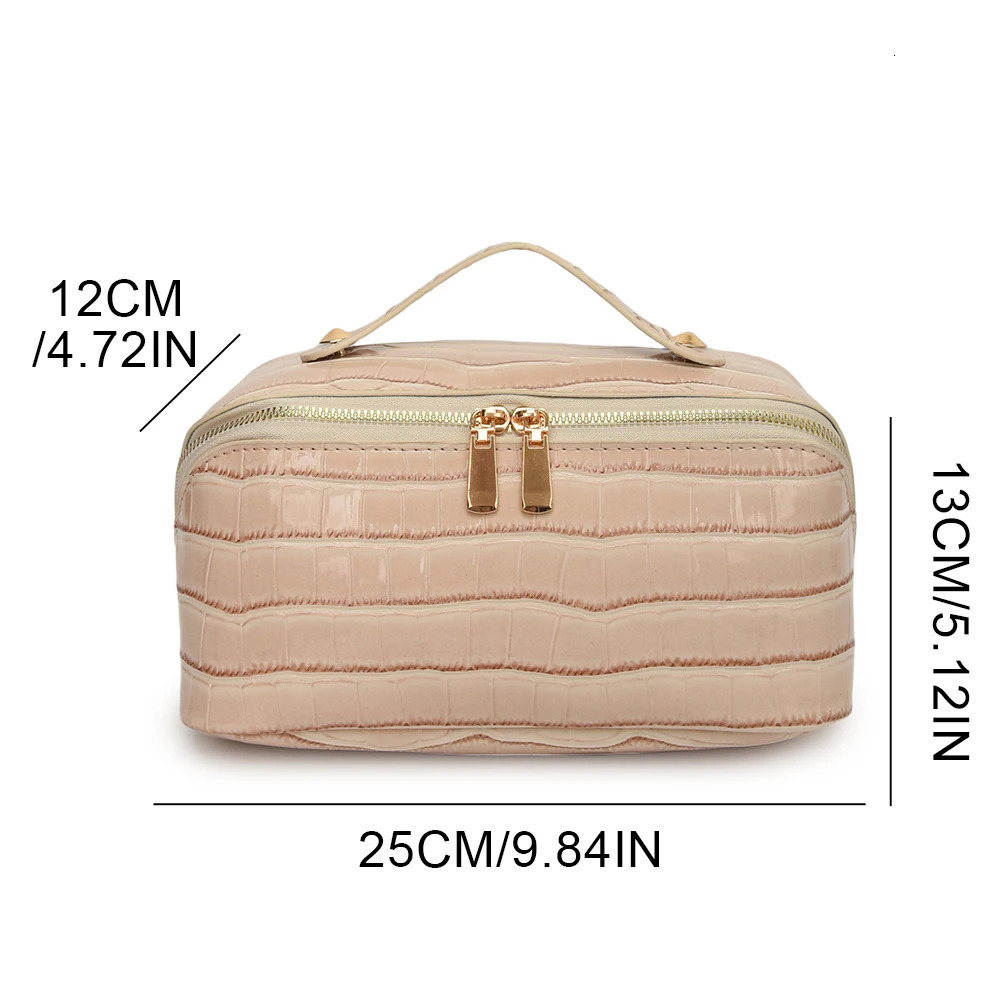 PU Leather Makeup Bag Simple Cosmetic Bag Large Capacity Travel Toiletry Bag with Handle Skincare Holder Bag Makeup Storage Bag 250731