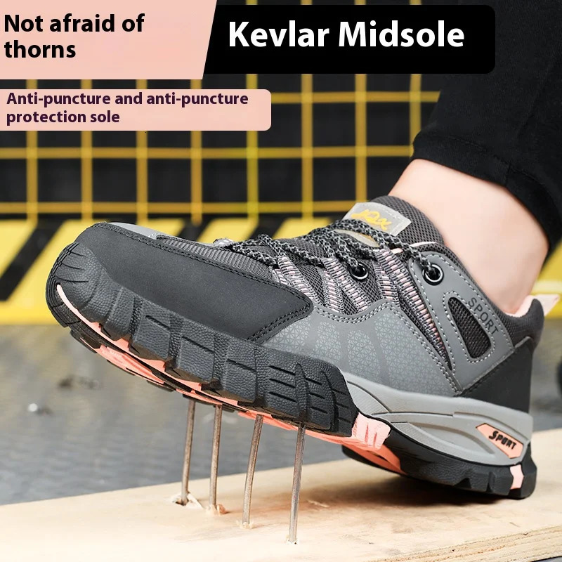 Womens Indestructible Steel Toe Safety Shoes Anti-Punctur Work Boots Summer Breathable Low Cut Anti-Slip Safety Shoes Breathable 250731