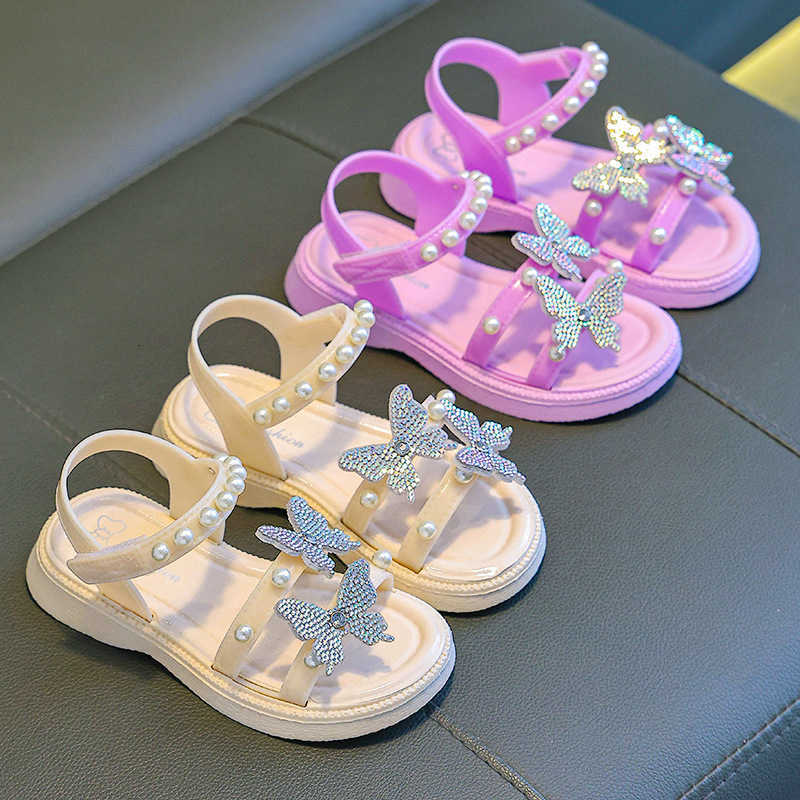 Sandals Summer New Girls' Sandals Non-Slip Soft Sole Big Kids Sandals Fashion Versatile Sweet Style Bow Princess Shoes