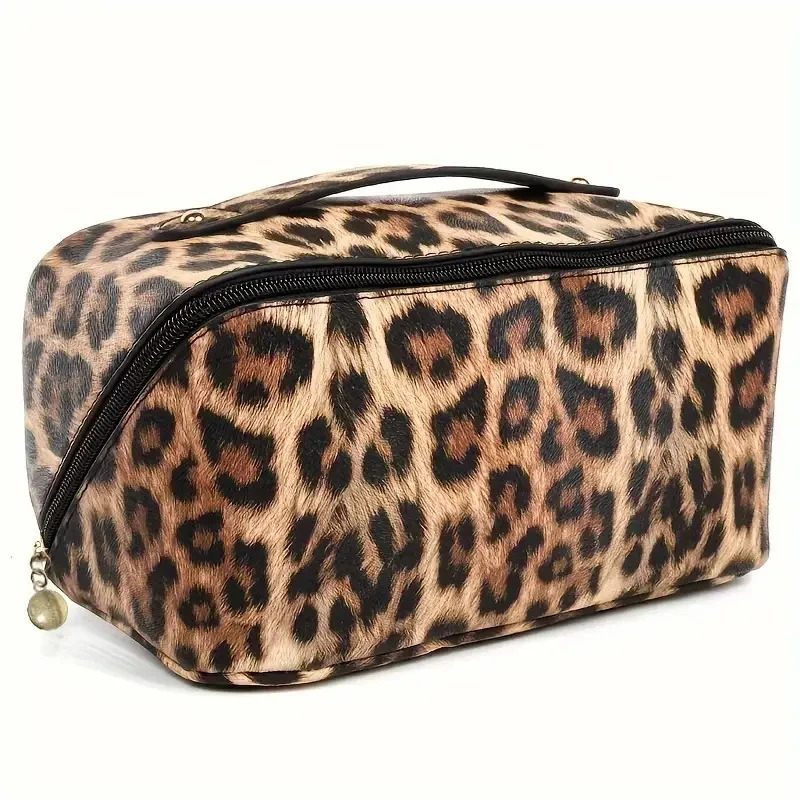 PU Leopard Print Pillow Makeup Bag Large Capacity Cosmetic Storage Bag Portable Travel Toiletry Bag 250731