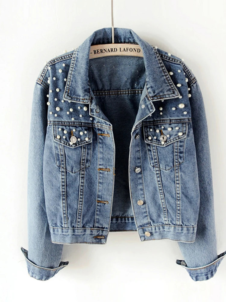 Denim Coat Women Turn Down Collar Single Breasted Full Sleeve Jackets Loose Casual Regular Short Jacket 250731