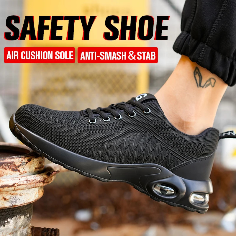 Steel Toe Safety Shoes Men Summer Air Cushion Work Safety Shoes Unisex Breathable CE Discount Safety Boots for Outdoor Workers 250731