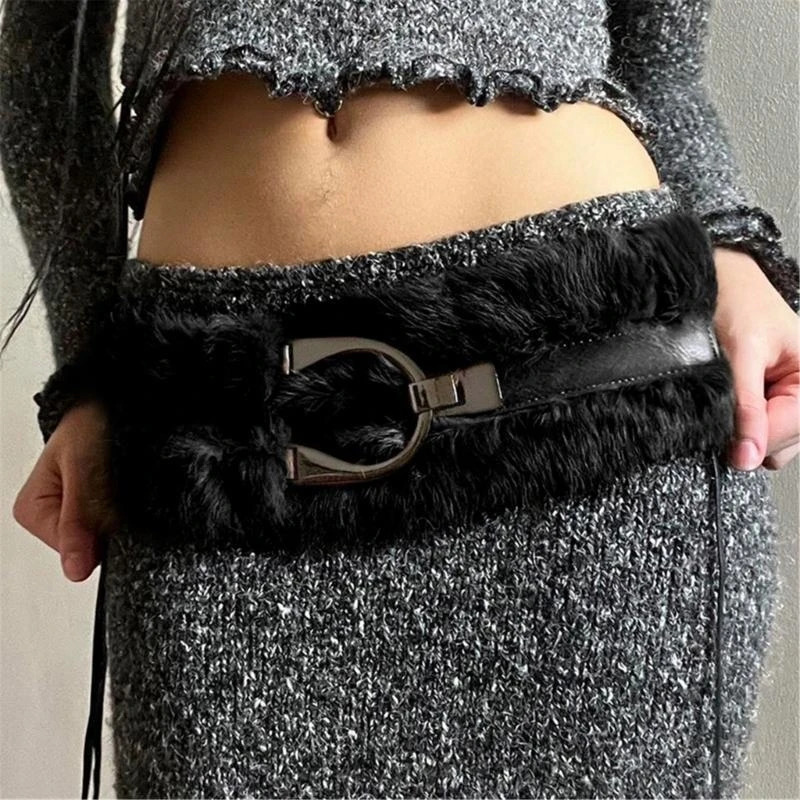 Plush Leather Patchwork Waist Belt Unique Styles Waistband Versatiles Wear Womens Fashion Accessory 250814