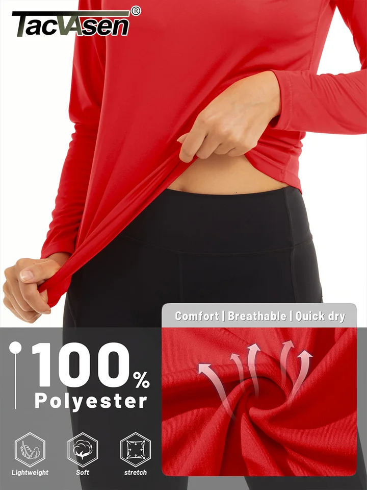 TACVASEN UPF 50 Summer Quick Dry Tshirts Womens Performance Sun Block UV Protection T Shirts Long Sleeve Swim Pullover Tops 250731