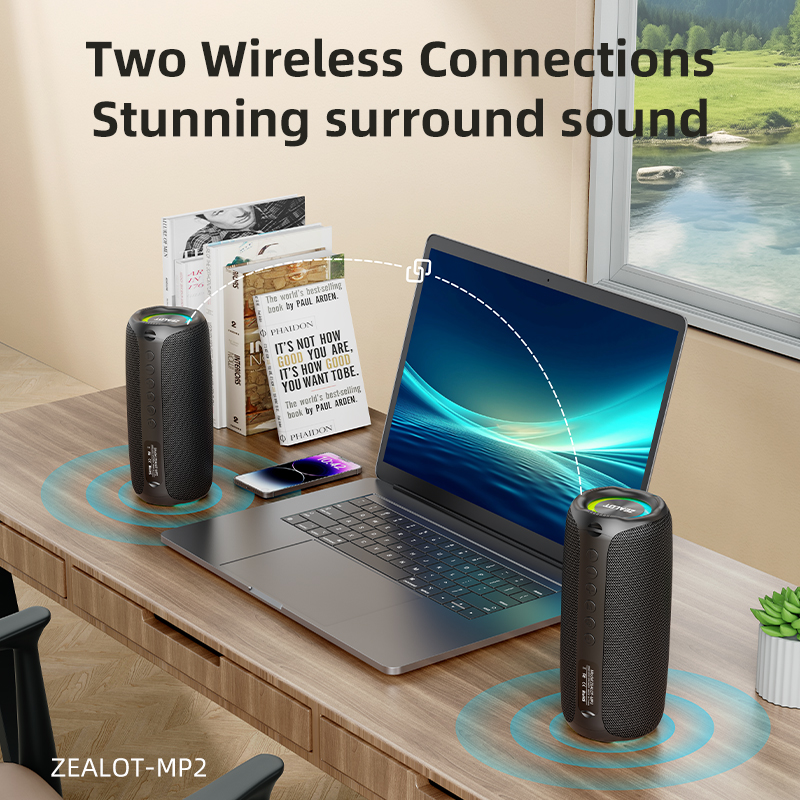 MP2 Outdoor Portable & Home Bluetooth Speaker Multi-Functional IPX5 Waterproof Bluetooth Speaker For Indoor/Outdoor Use.