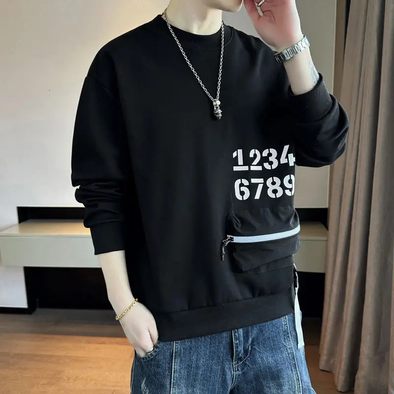 Spring Mens Loose Trendy Round Neck Sweatshirt 250729