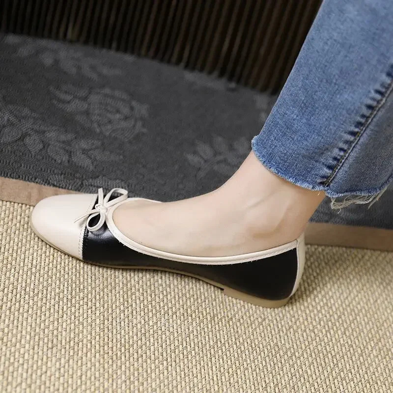 Red Moccasins Cute Flats with Bow Round Toe Low Heel Elegant Ladies Footwear Flat Kawaii Womens Shoes 39 Trend Spring Fashion L 250731