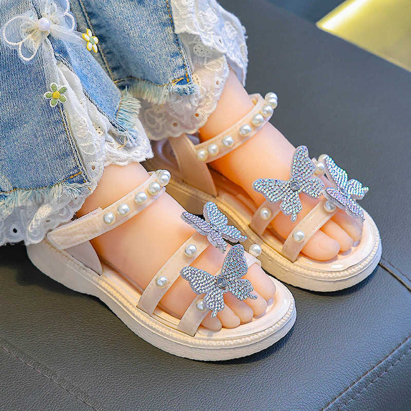 Sandals Summer New Girls' Sandals Non-Slip Soft Sole Big Kids Sandals Fashion Versatile Sweet Style Bow Princess Shoes
