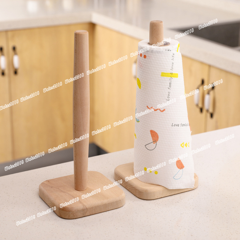 Household Beech Wood Paper Roll Holder Kitchen Paper Towel Holder Holder Cupboard Vertical
