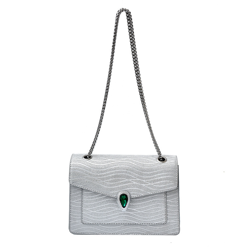 2025 New Women's with Rhinestones, Light Luxury Silver Chain Bag, Textured Commuter Shoulder Crossbody Small Square Bag ddmymoon