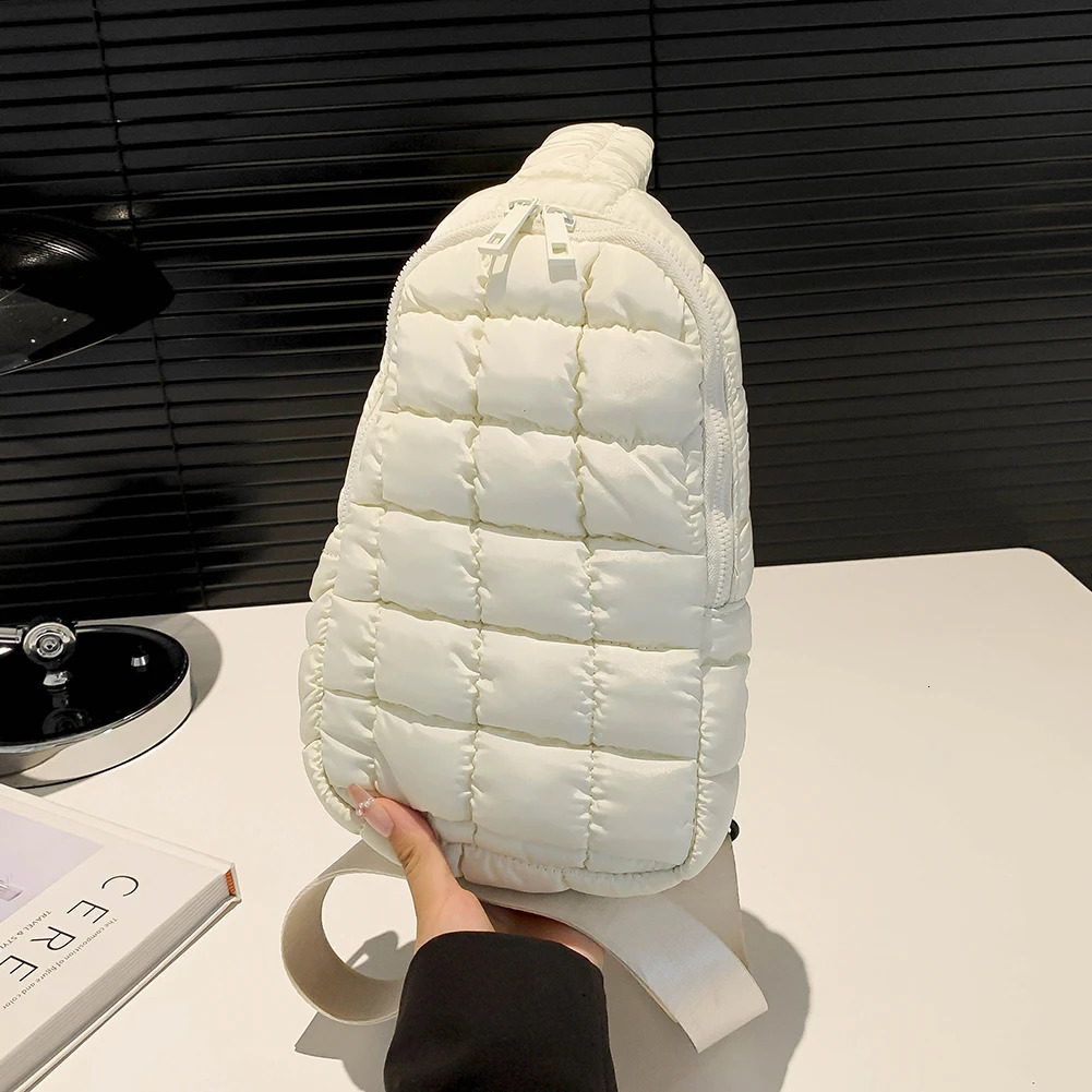 Women Quilted Chest Bag Puffer Crossbody Sling Bag Adjustable Strap Simple Shoulder Bag Casual Waist Pack Outdoor Travel Bag 250731