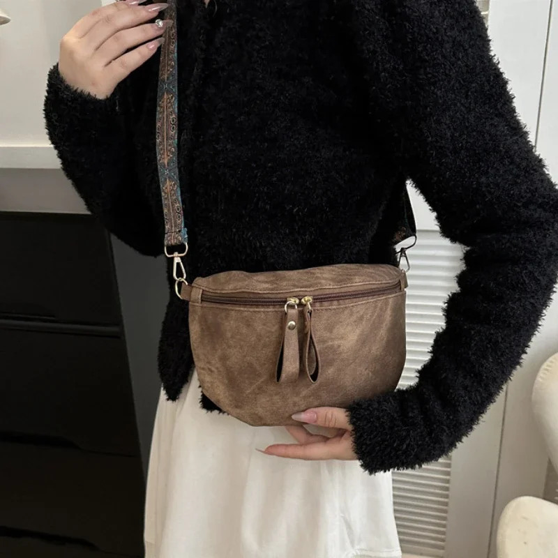 Chest Bag Womens PU Leather Waist Bags Wide Strap Fashion Funny Shoulder Pack Stylish Hobo Solid Color Satchel 250731